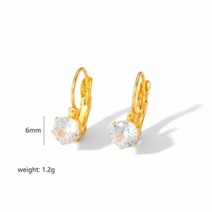 1 Pair Sweet Classic Style Geometric Shape Stainless Steel  Gold Color Stud Earrings Inlay Zircon Women's Hoop Earrings h5 Picture3